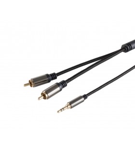 Black Connect PHC Klinke - Cinch 1,50 mt RCA & 3.5 mm Ses Kablosu
